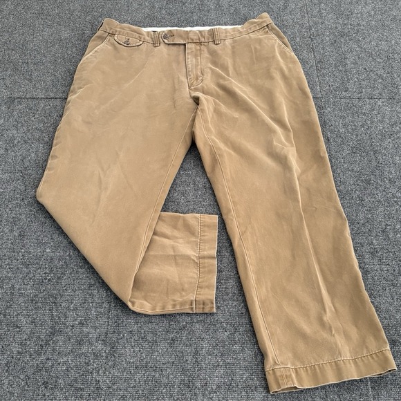Polo Ralph Lauren Pants Mens 38X 29 Khaki Flat Front Vintage Chinos 5 Pocket - Picture 1 of 11